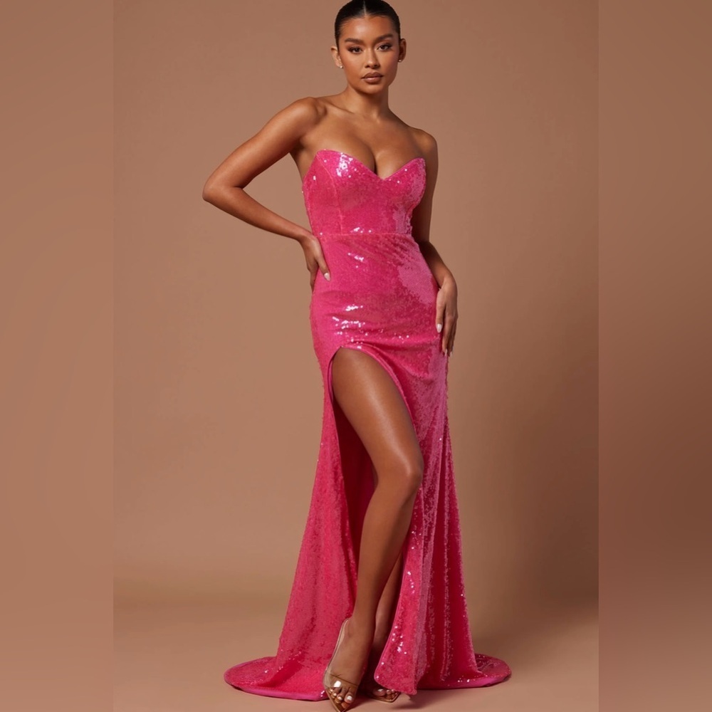 New hot pink corset maxi dress​​​